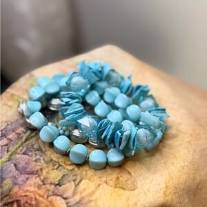 Elegant Blue Beaded Bracelet Set